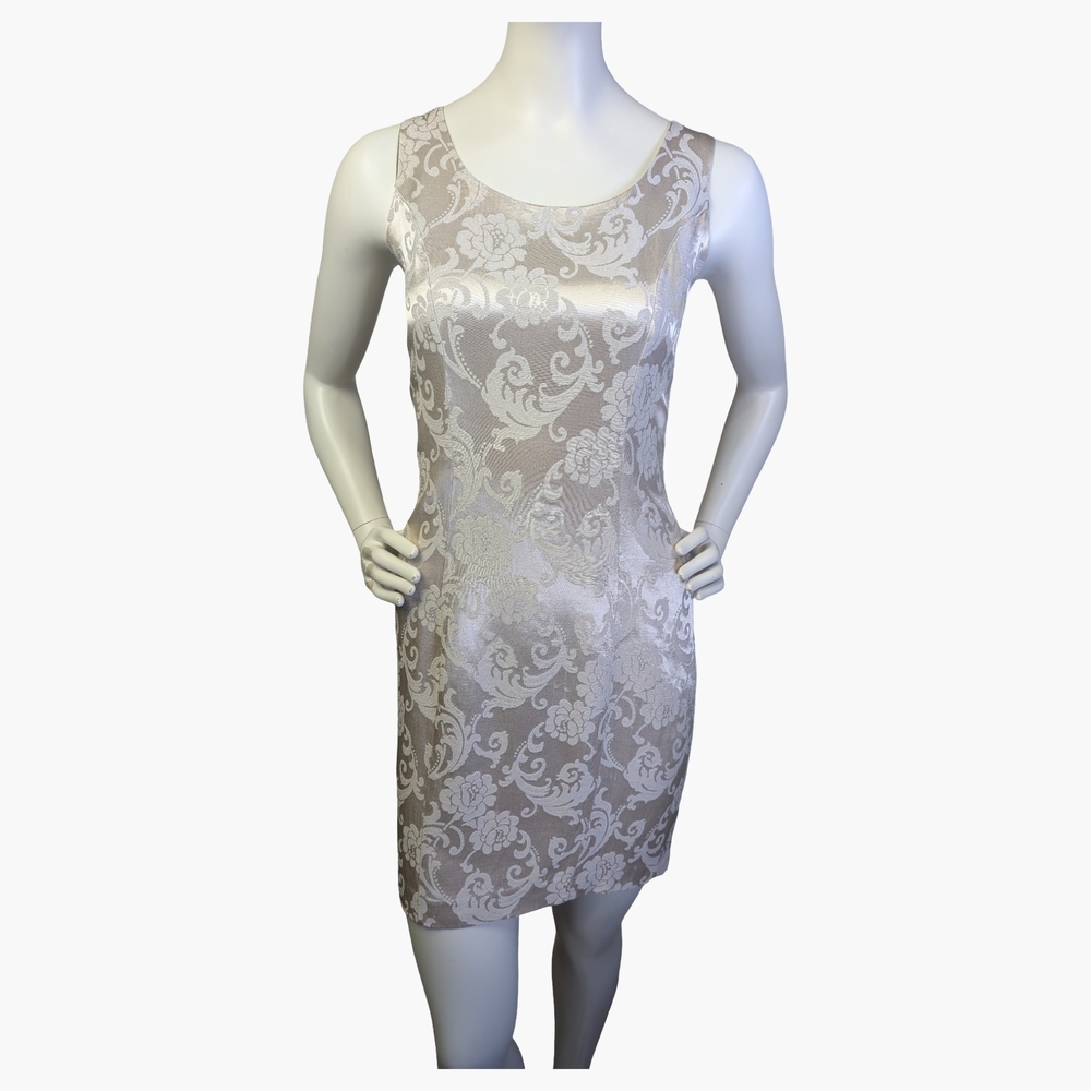 Vintage Algo Champagne Floral Dress | Made in Canada | Size Small - Picture 3 of 8